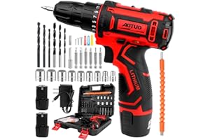 TALIFOCA Set di avvitatore a batteria da 12 V, con 2 batterie e caricabatterie, 25 + 1 livelli di coppia, 25 N.m,e LED, trapano a batteria con 25 accessori per la casa e il