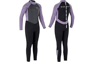Osprey Girls Full Length 5mm Winter Wetsuit, Kids Neoprene Surfing Bodyboarding Wetsuit, Zero, Purple