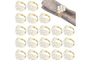 SITAKEGS Set di 20 anelli portatovaglioli con perle, stile vintage, con fibbia, per matrimoni, feste, tovaglioli, con strass, smaltato, per cibo, anniversario, compleanno, Natale, San Valentino, Ker