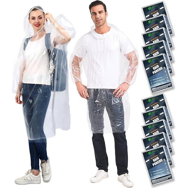 MUNSKT 5 Pack Disposable Rain Ponchos - Ponchos Family Pack Waterproof