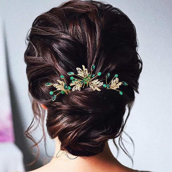 WONRLUA Hochzeitshaarteil Mit Strass, Grün – Handgefertigtes Stirnband Für Braut, Brautjungfern, Festliche Anlässe