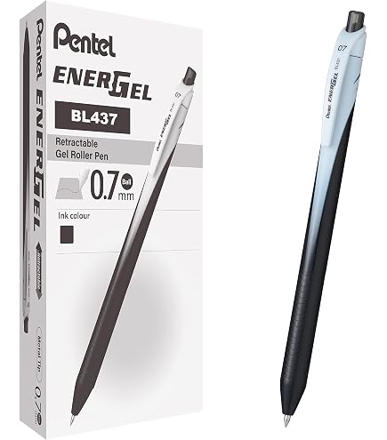 Pentel BL107 EnerGel - Confezione Da 5 Penne A Sfera Retrattili, Punta In Metallo 0.7mm, Inchiostro Gel Blu Cielo, Impugnatura In Gomma