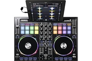 Reloop Beatpad 2 - Contrôleur DJ professionnel pour iPad, Mac/PC et plate-forme Android, interface USB 4 canaux intégrée pour club audio et pads RGB Noir AMS-BEATPAD-2