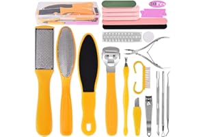 WHPAWH Foot File Pedicure Set, 30 in 1 Foot Files Foot Care Scrubber Kit Hard Skin Remover Feet Scrub for Women Men Salon or Home