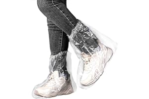 EUPHHONYCS 10 Pairs Shoe Covers Boot Covers Disposable Non-Slip Waterproof Shoe Covers, Thickened Waterproof Shoes Covers, Plastic Boot and Shoe Covers for Men and Women (Transparent)