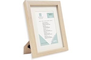 ENMARKALIA DECORACION Marco de foto 1 unidad, color Madera Clara, tamaño 20x25 cm con paspartú de 15x20 cm, soporte de pie, colagador horizontal y vertical para montaje en pared, moldura de 18x18mm y cristal