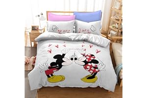 DDONVG Kinder Cartoon Mouse Bettwäsche Set ? Kinder Bettwaesche, Cartoon Mit Kissenbezug-3D Druck Mikrofaser-Mehrfarbig (3,135 * 200)