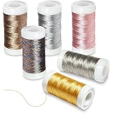 GZLZJM 6 Pieces Metallic Yarn for Crochet,Threads for Making Bracelets | Metallic Embroidery Thread,Gold Crochet Thread,Suita