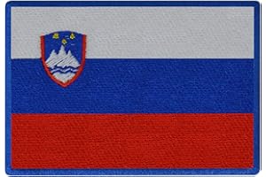 BENOBLER FanShirts4u Aufnäher - SLOWENIEN - Fahne - 8 x 5,5cm - Flagge Wappen Bestickt Patch Badge (Blaue Umrandung)