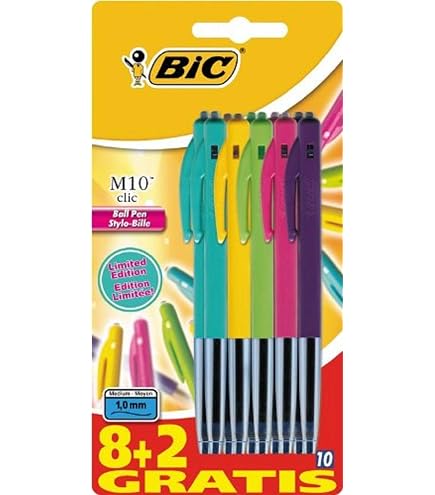 BIC - Set di 3 penne sfera M10 clic Medium PTE moy. 1 mm Inchiostro Blu