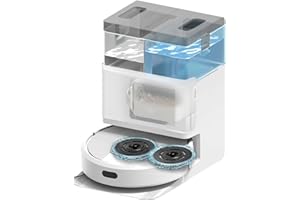iRobot Roomba Plus 405 Combo Robot + AutoWash - Base Multifonction - Lavage et séchage des lingettes - LiDAR Clearview - 75 Jours d'autovidage - Double Lavage avec SmartScrub - Blanc