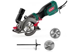 HYCHIKA Handcirkelsåg, 750W cirkelsåg, med 3 sågblad(115 & 125mm), laserstyrning, skärdjup 90°(48 mm)/45 °(32 mm), mini cirke