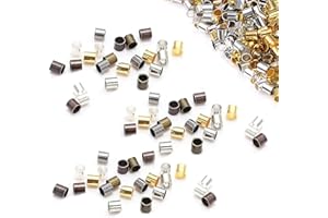 SAIZONE 300PCS Perles à écraser,Perle a Ecraser en Laiton,Ensembles de Perles a Sertir Intercalaire,Embouts de Curseur Tube d'extrémité à Sertir,Fabricationde de Bijoux 1.5mm/2.0mm/2.5mm