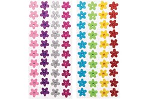 Baker Ross Moosgummi-Aufkleber „Blumen mit Schmucksteinen“ (80 Stück) – für Kinder zum Basteln und Gestalten im Frühling, 2, Sortiert