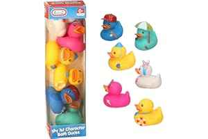 ATOZ A to Z My 1st Character Bath Ducks Set, 6 Colourful Rubber Ducks, Baby Bath Toys, 0+ Months, Multicolor (Yellow, Pink, Blue, Mint Green)