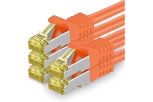 1aTTack.de Cat.7 kabel sieciowy 0,25 m pomarańczowy 5 sztuk Cat7 kabel Ethernet kabel sieciowy LAN kabel surowy 10 Gb s SFTP PIMF LSZH zestaw kabel krosowy z wtyczką Rj 45 Cat.6a