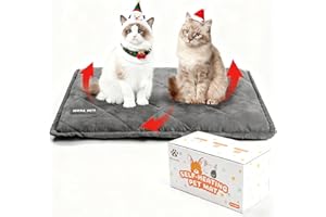 MORA PETS Heated Pad for Cats Puppies, Thicker Self Heating Cat Bed, Cozy Thermal Pet Blanket with Washable Cover, Heated Cat Beds for Indoor Outdoor, Kitten Warming Pad with Anti-Slip Base 61x46cm