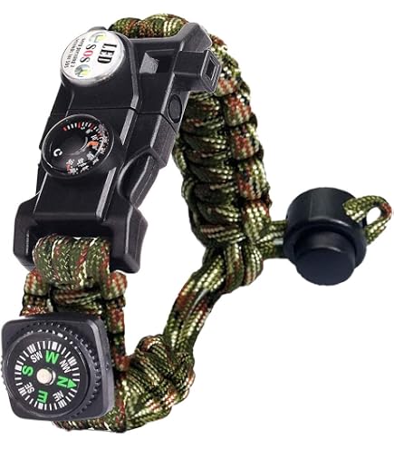 Bracciale Sopravvivenza In Paracord Con Bandiera Americana, Polizia E Vigili Del Fuoco, Nuovo