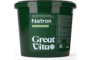 ‎GREAT VITA Natron Pulver 5kg Eimer Lebensmittelqualität E500ii - Backpulver Großpackung Natriumhydrogencarbonat - Baking Soda Haushaltsreiniger zum Putzen Backen Umweltfreundlich | GreatVita