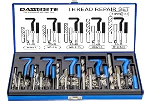 DASBSTE 131-tlg Gewindereparatur Satz - Gewindereparaturwerkzeuge inkl. Gewindeeinsätze, Einbauwerkzeug, Zapfenbrecher, Gewindebohrer sowie Bohrer für die Reparatur von Innengewinden