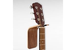 BONFOIS Gitarrenwandaufhänger, handgefertigt, einzigartiges Design, gebogen, Holz, Gitarrenhalter, Wandhalterung, Akustikgitarre, Zubehör, Ukulele, Haken (1 Packung, Walnuss)