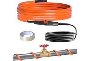 heninhill Câble Chauffant avec Thermostat 4M, Antigel Autorégulant Câble Chauffant Traçage Chauffant pour Tuyaux d'eau Plantes