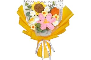 ASTNIC Bouquet di fiori all'uncinetto, realizzato a mano, con tulipani, girasoli, rose, festa della mamma, anniversario, compleanno, San Valentino, regalo per mamma, donne, amiche (arancione)