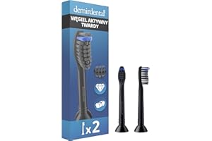 ‎DEMIRDENTAL 2 Sztuki demirdental kompatybilny dla Philips Sonicare Końcówki z węgiel aktywny, Twardy Końcówka do szczoteczki, Czarny, odpowiada HX9052b