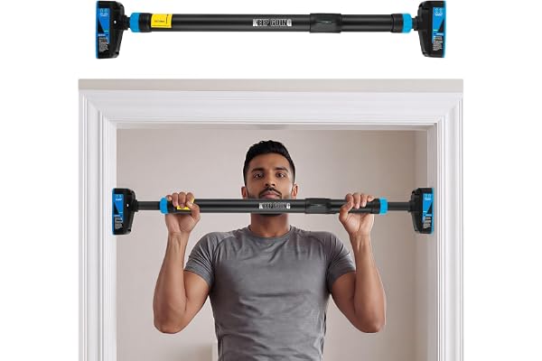 XRT65 Pull Up Bar for Home Workout (72-95 cms) No Screw Installation Enhanced Safety Lock 200 KG Load Capacity Bubble Meter for Precise Installation Rectangle Head Design Gym Equipment Set, Fully Padded