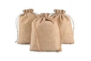 CLTPY 25 Stück Jutesäckchen Baumwollsäckchen 15x20 cm Leinensäckchen Baumwolle Kleine Beutel Jutebeutel säckchen mit Kordelzug für DIY Hochzeit Weihnachten Geschenksäckchen Schmuck Geschenk