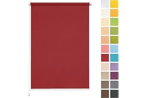 ‎RETTIKA Rettika Sichtschutz Rollo ohne Bohren - Dunkelrot, Breite: 80cm, Höhe 220 - Rollos für Fenster ohne Bohren, Fenster rollos für innen, Jalousien zum Klemmen, Klemmrollo