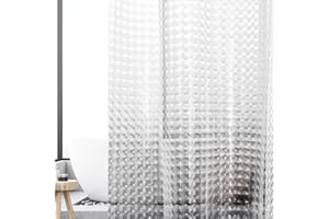 Miorkly 3D Shower Curtain,Mould Proof Resistant Waterproof and Antibacterial,Weighted Hem Andstainless Steel Buttonholes-EVA Material-Thickness 12mm Clear Bathroom Curtains with 12 Hooks,71 x 71 Inch
