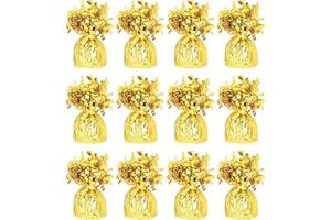 PARTYRAMA.CO.UK Gold Foil Helium Balloon Weights 195gr - Pack of 12 - Durable & Colourful Weights for Birthdays Parties, Events & Celebrations - Perfect Balloon Weight Holders