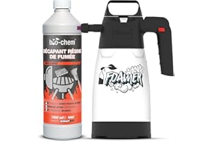 BIO-CHEM CLEANTEC Bio-Chem - Décapant résine de fumée 1L + Vaporisateur de Mousse - nettoyant degraissant 2 en 1 Vaporisateur nettoyant résine de Grill et Barbecue - Entretien grilles de barbecues