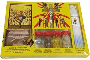 Bethlehem Gifts TM 7 in 1 Holy Land Mega Set Holy Water Soil Oil Incense, Crucifix Cross, Candles and Ancient Byzantine Icon