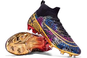 HESBITEUL Big Kids Soccer Shoes Unisex Academy Indoor Outdoor Football Turf Durable Rubber Shoes TPU Outsole for Adult Ankle Cleats