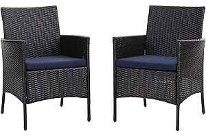 ‎MFSTUDIO MFSTUDIO Gartenstuhl Set, Outdoor Rattan Stuhl, Gartenmöbel mit Abnehmbaren Kissen, Geeignet für Rasenflächen, Terrassen, Innenhöfe, Schwimmbäder, 2er-Set
