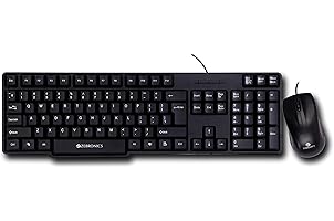 Zebronics Wired Keyboard and Mouse Combo with 104 Keys and a USB Mouse with 1200 DPI - JUDWAA 750
