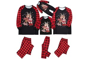 MFHMOM Weihnachts Pyjama Familie Set, Kuschelig Matching Schlafanzug Damen Herren Partner Baumwolle Christmas Pyjama Kinder Jungen Mädchen Familie Pyjamas Set Weihnachten Bedruckte Nachtwäsche