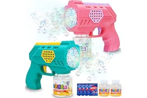 Aooess Toys for Kids 3-8 Year Old: 2 Pcs Bubble Guns for Age 3 4 5 6 7 8 Year Old Children Bubble Blower Toys Birthday Party Gifts Bubble Makers for Toddler Electric Bubble Machine for Kids
