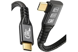 CHENLENIC Kabel USB C 3.2 Gen2x2 20 Gbps, 90 stopni USB C 4K@60 Hz UHD Video 5A/240 W PD3.1 przewód szybkiego ładowania z E-Marker kompatybilny z Thunderbolt 3/4 (90D 20G 240 W 2M)