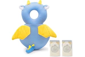 Furforstk protege tete bebe chute avec genouillères casque bebe antichoc protection Réglable coussin anti chute bébé, protection tête bébé pour ramper et marcher (Dragon) Bébé ne résiste pas