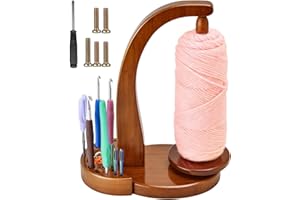 CHINGCOO Wool Unwinder, Wool Reel Rotating Magnetic Wool Ball Holder, Yarn Winder Wooden Yarn Roll Holder for Knitting, Crochet and DIY Craft Projects (Retro Colour)