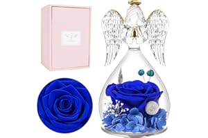 Miofula Rosa Stabilizzata Angelo Regalo Donna,Rosa Eterna Angeli Figurine,Rose Stabilizzate Idee Regalo Compleanno Anniversario Regali Natale Festa della Mamma San Valentino per Mamma Nonna Fidanzata