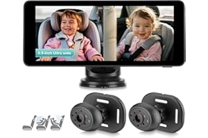 GEARMONSTER Baby Auto Kamera HD 1080P, 6,9'' Baby-Automonitor mit doppelter nach hinten gerichteter Kamera, IR-Nachtsicht, Geteilte Bildschirmanzeige, Autositzkamera mit Weitwinkel