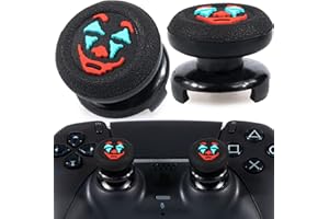 Playrealm FPS Thumbstick Grip Agarres Pulgar Extensor Y Silicona Apretón Cubrir Grip 2 Sets para PS5 & PS4 Mando (Joker Negro)