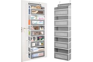 bssmmai Organizer wiszący, regał wiszący z 5 półkami, wiszący organizer na drzwi, regał na drzwi, materiał do łazienki, sypialni, torba do przechowywania na kemping (kolor szary)