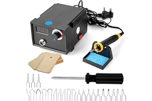 RIOKKO Wood Burning Pen Tool Kit Set, Professional Wood Burning Tool Set The Temperature can be Adjusted, with 23 nibs and 10 Pieces of Wood for Adult Starter Beginner Craft