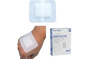 FITMEDIX Adhesive Wound Dressings (80mm x 100mm)- **Pack of 10** Sterile Dressings for Wounds, Cuts, Grazes, Diabetic Leg Ulcers, Venous Leg Ulcers & Small Pressure Sores- Hypoallergenic Plasters for Wounds
