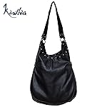 Borsa Donna Maxi Morbida in pelle Nera con borchie e anelli
